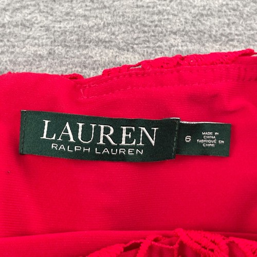 Lauren Ralph Lauren Kleid Damen 6 rot Blumen Etui ärmellos Spitze Karriere - Bild 3 von 14