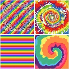 4 Pack Rainbow Tie-Dye Bandana Set - LGBTQ Pride Unisex Headband Headwrap  ...