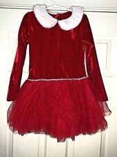 Blueberi Boulevard Girls Size 6 Red Velvet  White Fur Trim Tutu Dress