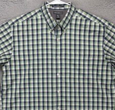 Eddie Bauer Shirt Adult XLT Tall Green Blue Plaid Relaxed Fit Button Down Mens