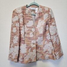 Alfred Dunner Jacket Blazer 8 Floral Tweed Stitch Buttons Vintage Granny Event