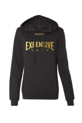 NEW InkAddict WOMENS EXPENSIVE SKIN GOLD Pullover Hoodie BLACK SMALL-2XLARGE