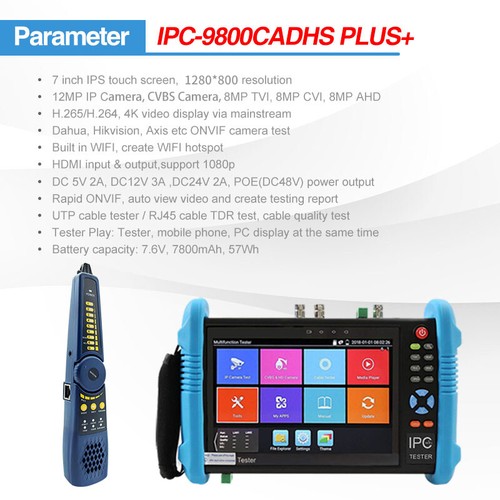 Rsrteng IPC-9800CADHS Plus+ 7"AHD CVI TVI SDI CVBS CCTV Security Camera Tester - Afbeelding 3 van 12