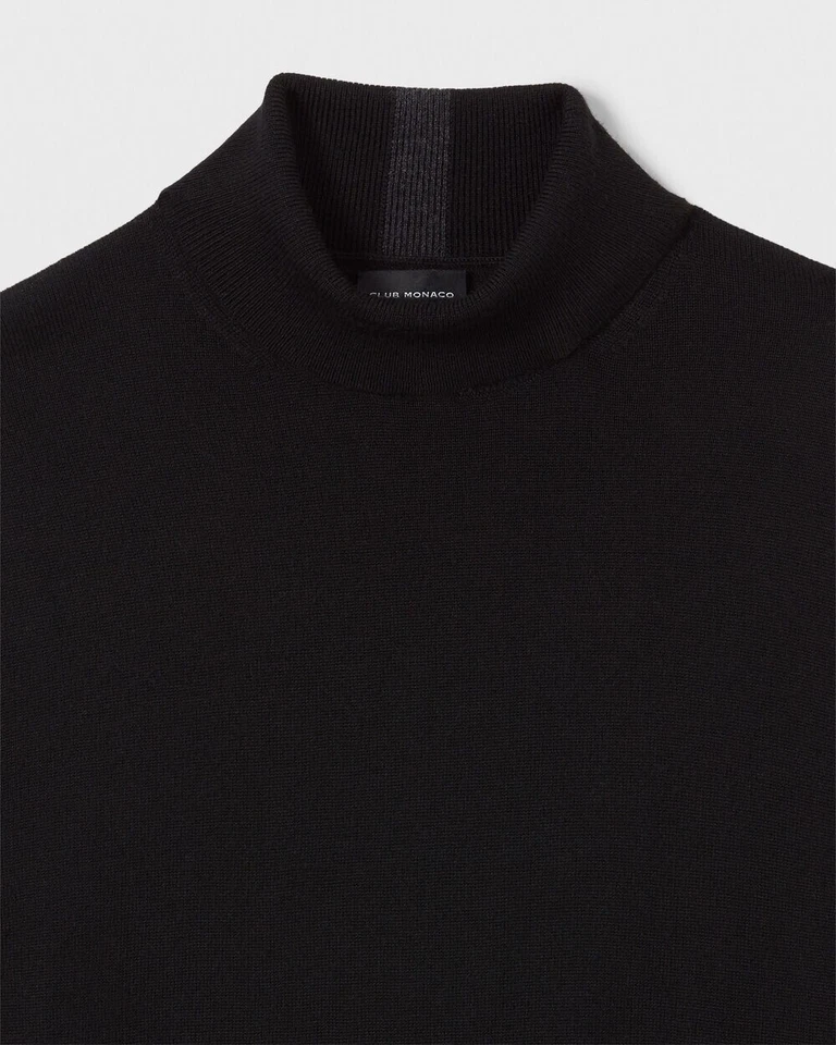 Club Monaco Black Merino Wool Turtleneck Size Medium - Image 2 of 4