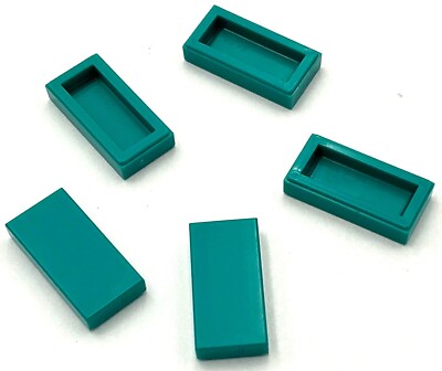 Lego 5 New Dark Turquoise Tiles Flat Smooth 1 x 2 Parts