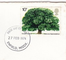 GB 1974 Horse Chestnut on piece FDC Good condition