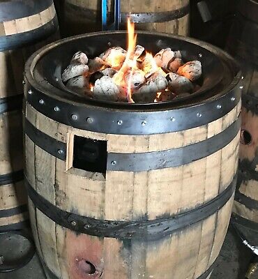 Patio Fire Pit Oak Whiskey Barrel, Barrel Fire Pit Propane