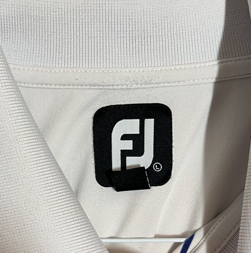 Footjoy Short Sleeve Polo White Striped Men's Shirt Size Large West Lake - Picture 4 of 10