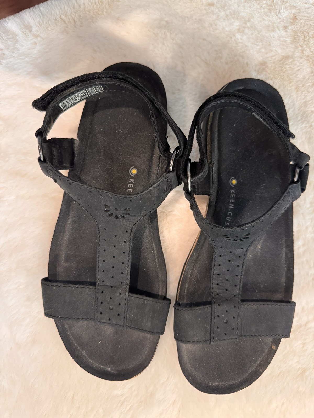 Scarpe sandalo donna Keen Cush nere in pelle con suola in sughero taglia 9 EU 40