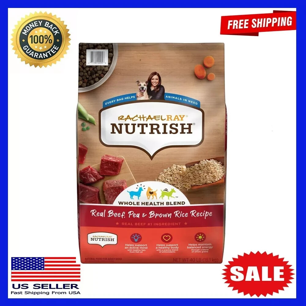 40lb bag, Rachael Ray Nutrish Real Beef, Pea, & Brown Rice Recipe Dry Dog Food