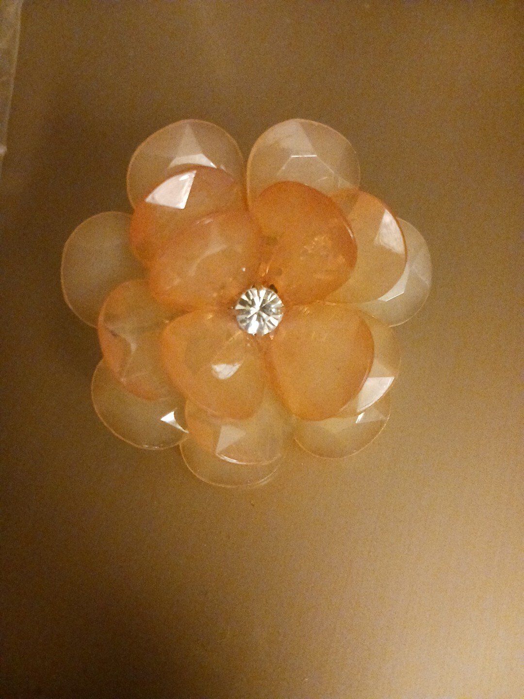 Statement Extra Large Flower Ring Peach Color Dia… - image 4