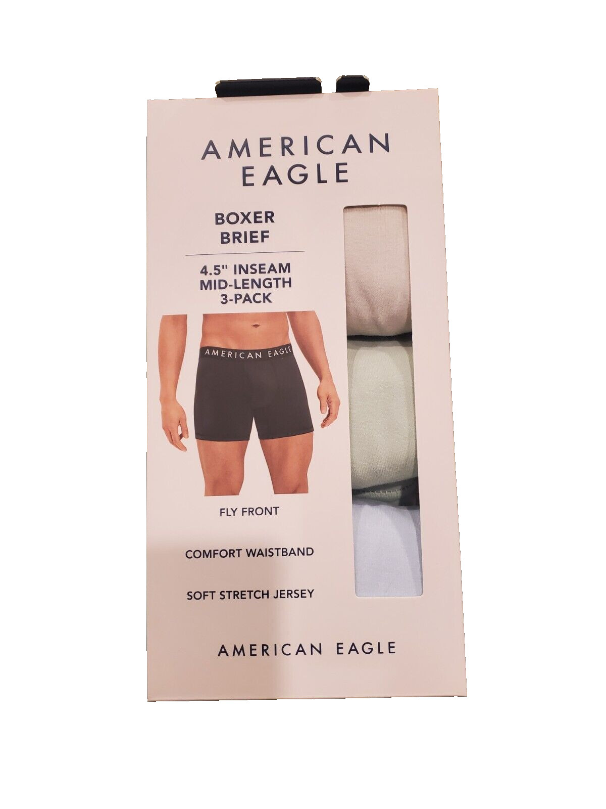 AEO American Eagle Classic Boxer Brief Mid 4.5" Inseam 3 Pack Black Size Small image 3