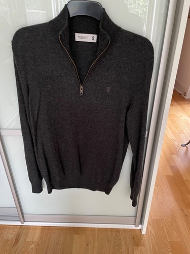 PRINGLE 100% Wool Dark Grey Zip Fronted Cardigan - Size L - Picture 2 of 7