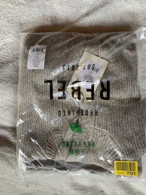 REBEL Est 2113 Farbe Stone Strickjacke Neu Und Verpackt Siehe Foto