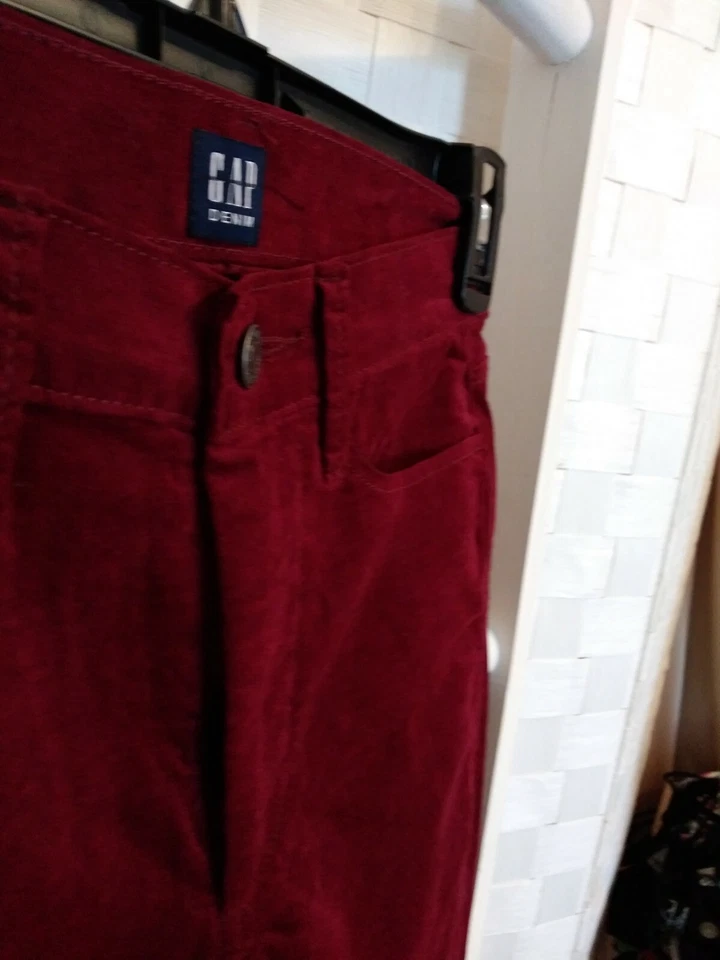 GAP Denim Deep Red Velour Womens Pants Size XS 24" Waist Slim Fit NWOT  - Image 2 of 4