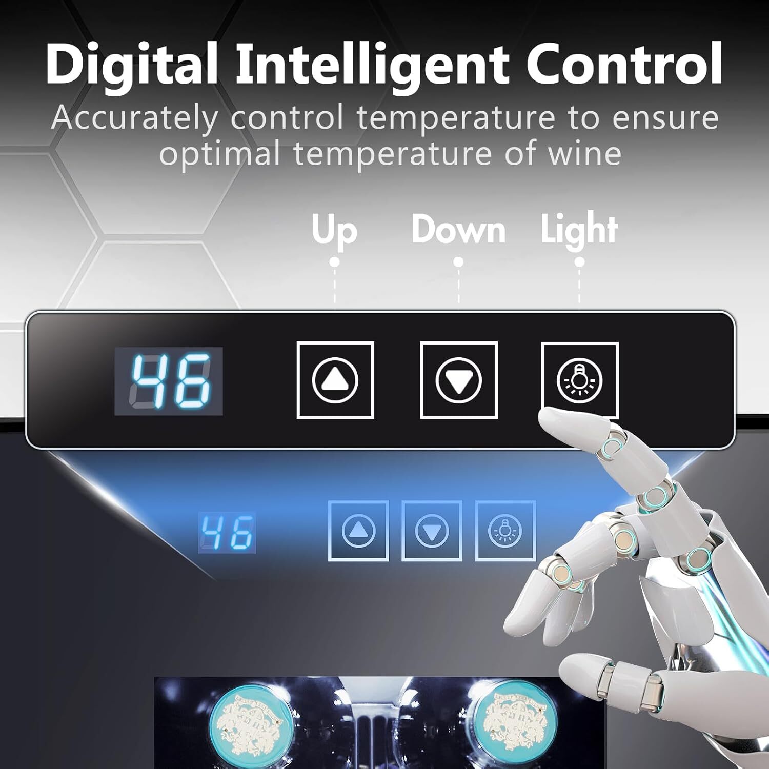 6 bottles of small wine capacity mini refrigerator 46-66°F temperature control