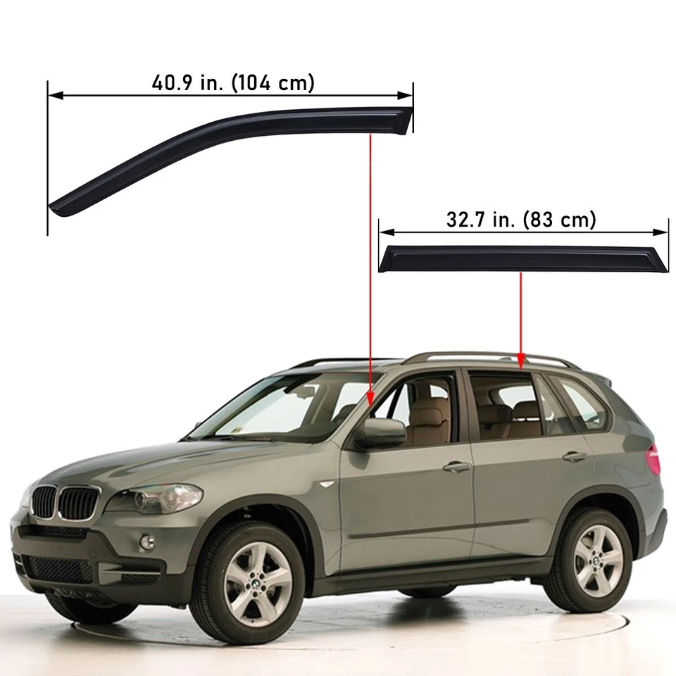 For 2007–2013 BMW X5 Tape-on Smoke Window Visors Rain Guards Side Wind Deflector - Изображение 2 из 4