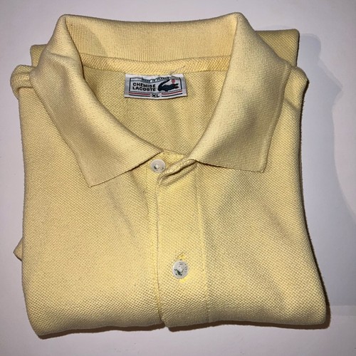Negligee Lacoste Poloshirt Herren Vintage 100% Baumwolle Piqué Logo X-Large Gelb - Bild 13 von 16