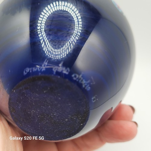 Orwell Glass Studio Signed Cobalt Blue Vase with Millefiori Art Glass 5" - Picture 9 of 16