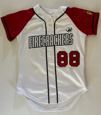 Firecrackers Gluv Sewn Embroidered #88 Softball Baseball Jersey Sz XL White Red