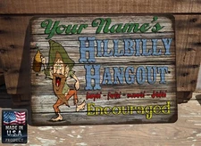 Personalized Hillbilly Hangout Fartin Encouraged 9"x12" Bar Man Cave Metal Sign