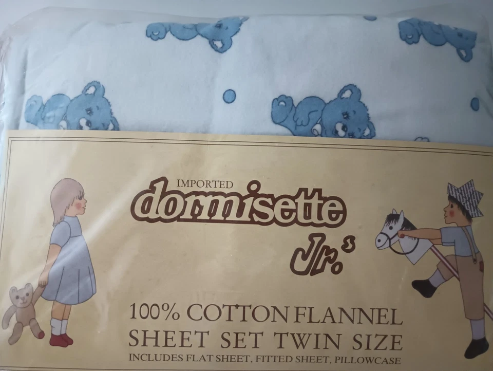 Juego de sábanas de franela 100 % algodón importadas Dormisette Jr osos de peluche gemelos sellados Foto 2 de 4