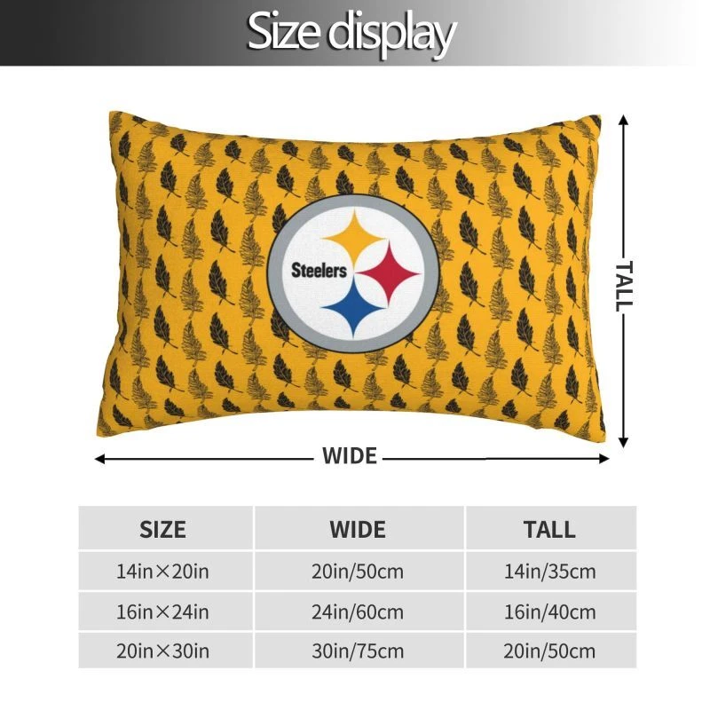 Funda de almohada estampada de 2 caras Steelers Pittsburgh ventiladores ropa de cama funda de almohada 20x30" Foto 2 de 4