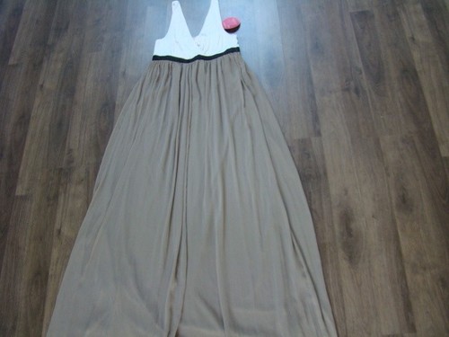 MRS FOXWORTHY Maxi LONG KLEID 38 M Hängerchen NP 159 € weiß taupe lang NEU - Bild 2 von 9