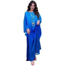 African Women Oversize Long Dress Kaftan Batwing Sleeve Dubai Abaya Satin Robe