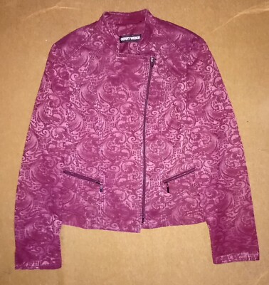 Gerry Weber Women's Embossed Floral Pattern Biker  Jacket Purple - UK 12
