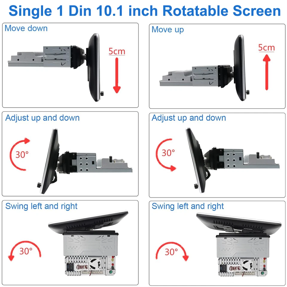 4+64G Wifi Apple/Android Carplay 10.1" Car Stereo Radio Single 1Din Touch Screen - Image 3 of 4