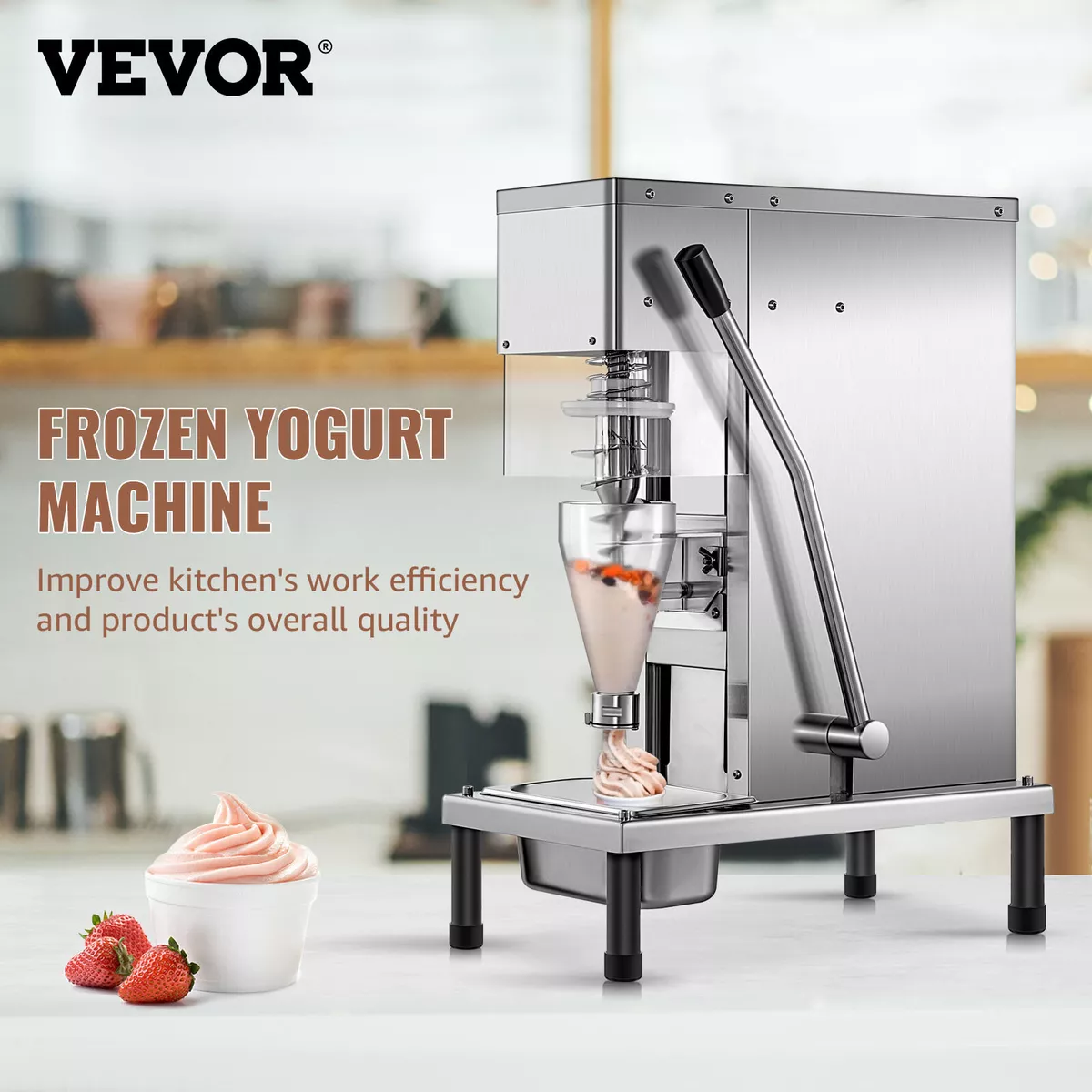 VEVOR Commercial Countertop Frozen Soft Serve Ice Cream Maker Machine Mix Flavors 110V