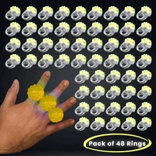 LED Light Up Flashing Yellow Jelly Bumpy Rings - Pack of 48 By Party Glowz
