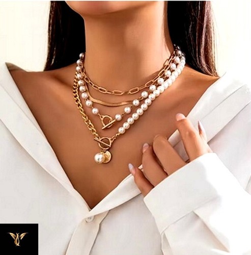 🌟 Entdecke die perfekte Eleganz mit dieser exquisiten Perlen/Metallhalskette! - Bild 1 von 4