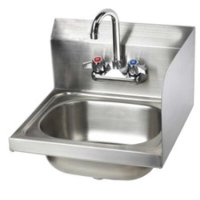 NSF 16 Stainless Steel Wall-Mount Hand Sink w/ Faucet Right Side Splash Guard