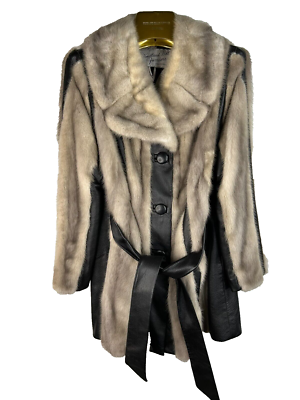Vtg 60's Mob Wife Womens Couture Mink Fur & Leather Coat Woodland