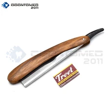 Wooden Handle Barber Hair Shaving Razor Straight Folding Knife BTS-191