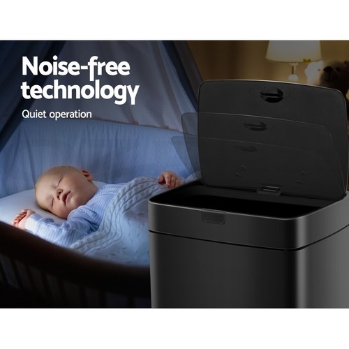 Devanti 45L Motion Sensor Bin Rubbish Automatic Trash Can Kitchen Black - Picture 9 of 11