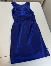 Adrianna Papell Boutique Royal Blue Satin Open Back Sheath Dress Party {Size 8}