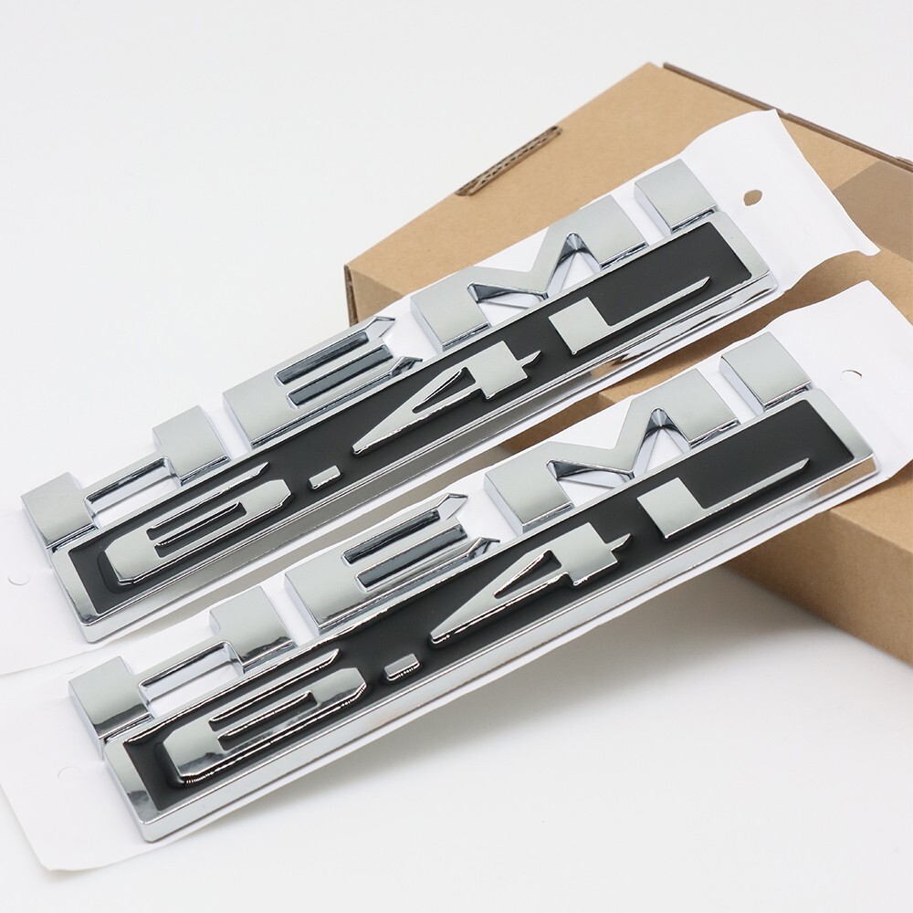 2X Chrome Black Side Fender Emblems Badge Fits for RAM 1500 2500 3500 Hemi 6.4 L