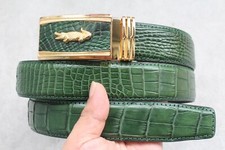 No Jointed - Green Genuine CROC Leather SKIN MEN'S Belt - W 1.3"