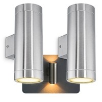 2X Led WandaußEnleuchte Tira Edelstahl Up & Down IP44 2X Led GU10 5W Warmweiß
