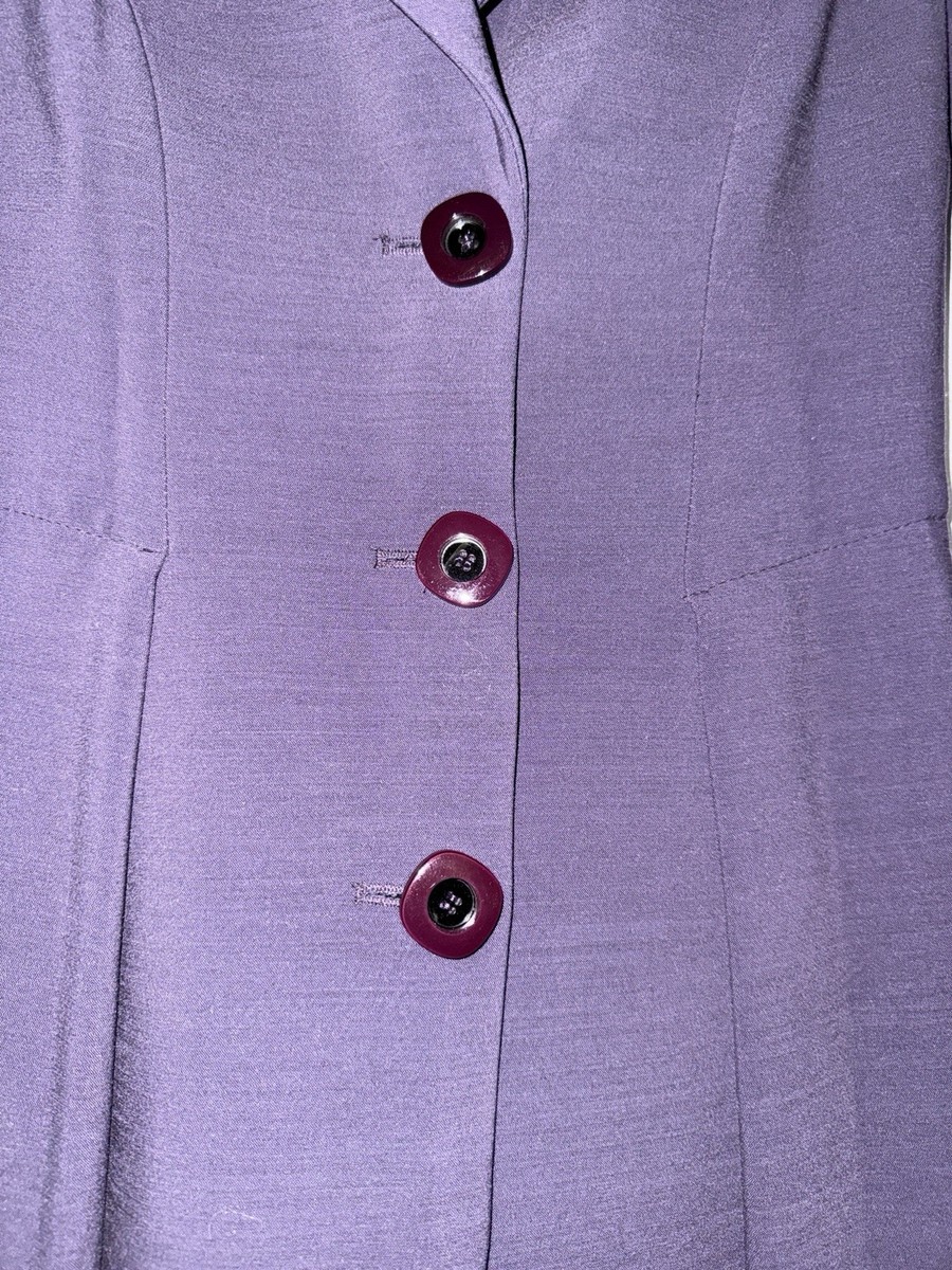 Emporio Armani Long Wool Blend Coat Dress Purple IT 38 XS Fit Flare Designer View 4