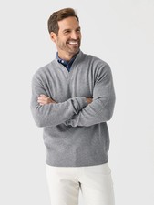 Johnnie O Estaban Collar Sweater Mens LARGE Gray Cashmere Merino Wool NWT 228