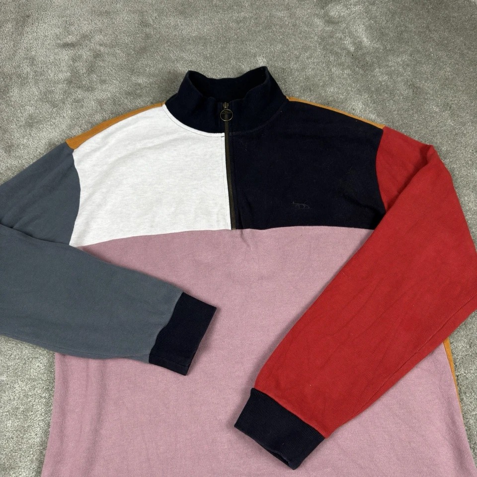 Suéter masculino Rodd & Gunn XL colorblock 1/4 zíper pulôver jumper algodão australiano - Imagem 3 de 4