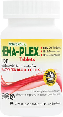 Hema-Plex Iron - 30 Slow-Release Tablets - 85 Mg Chelated Iron - Total Blood Hea