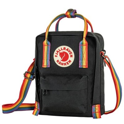 NEW - Official Fjallraven Kanken Rainbow Sling Black-Rainbow Pattern