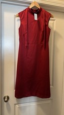 Ann Taylor Petites Red Sleeveless Tie Neck Bow Sheath Dress Size 4P NWT