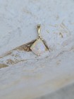 Vintage 18k Solid Yellow Gold Natural White Opal Necklace Pendant .87" 1.9grams