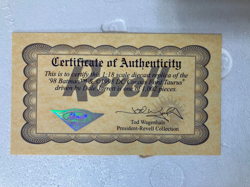 Revell Collection Dale Jarrett BATMAN 1:18 Scale Diecast Nascar Ford #402/1002 - Image 2 of 4